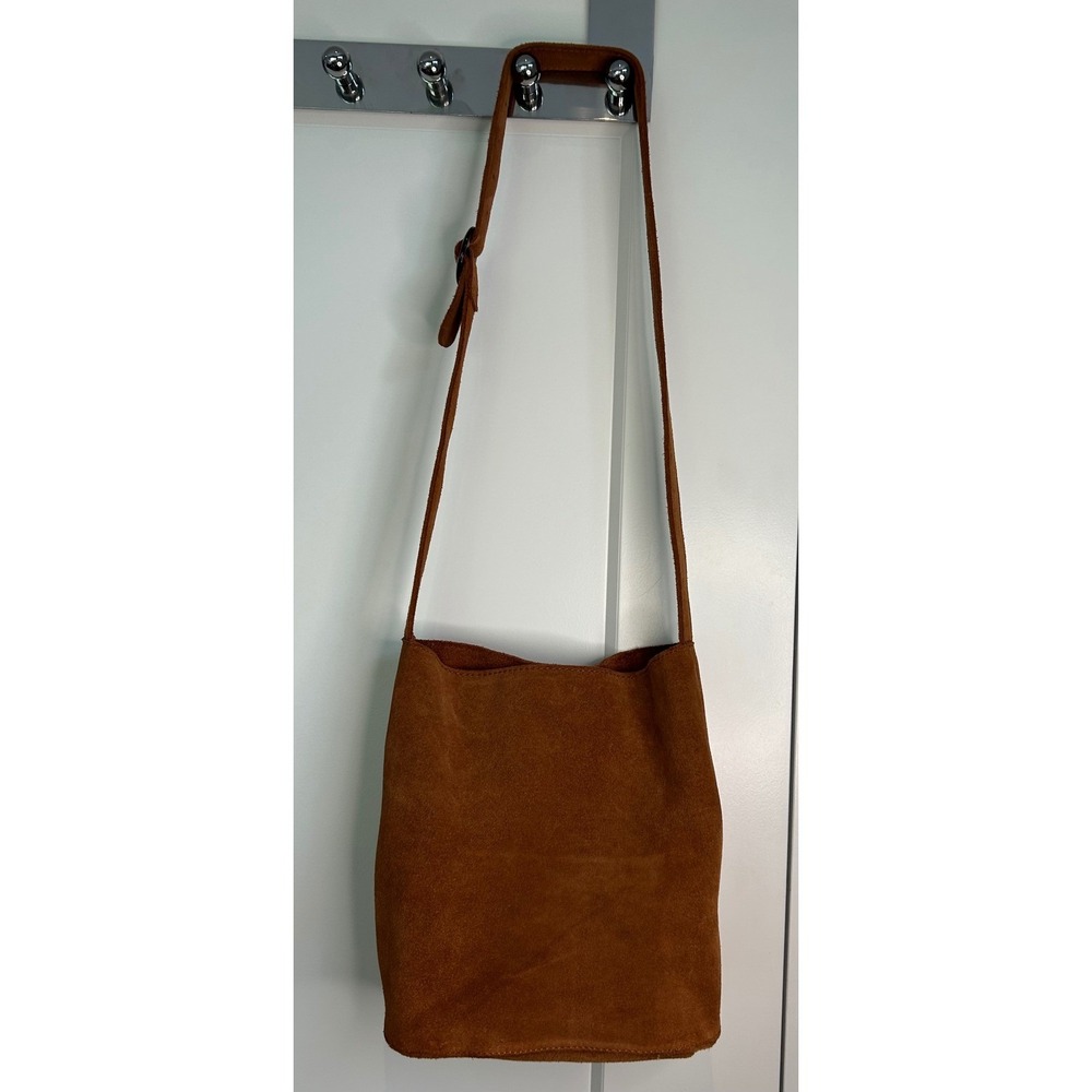 Urban Outfitters Cognac Brown Suede Crossbody Bag Tortoiseshell Bucket Bag